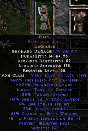 Fury Rune Word in Berserker Axe